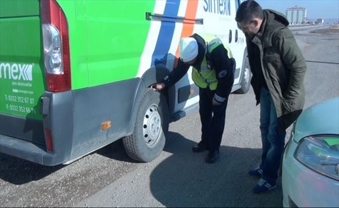Aksaray´da Kış Lastiği Uygulamasına başlandı 