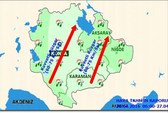 Aksaray da Hava Durumu; Gök gürültülü Sağanak Yağışlı