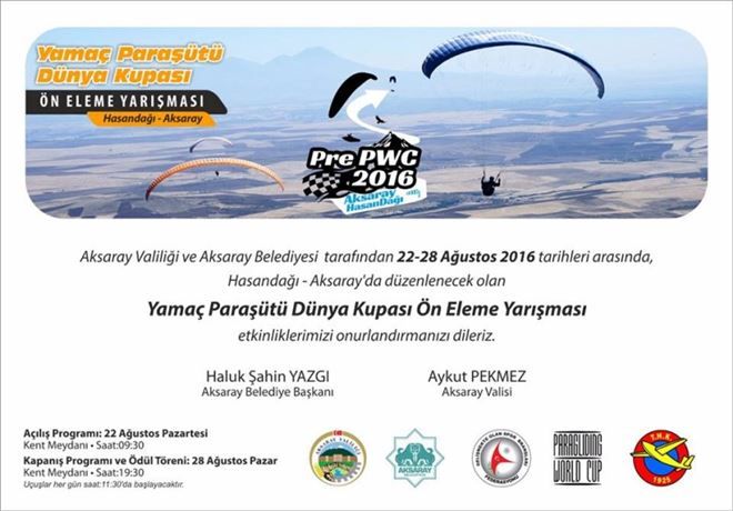 Yamaç Paraşütü Dünya Şampiyonası Aksaray´da Yapılıyor