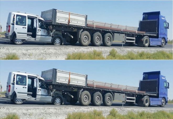 Hafif ticari araç TIR´ın altına girdi: 1 yaralı  