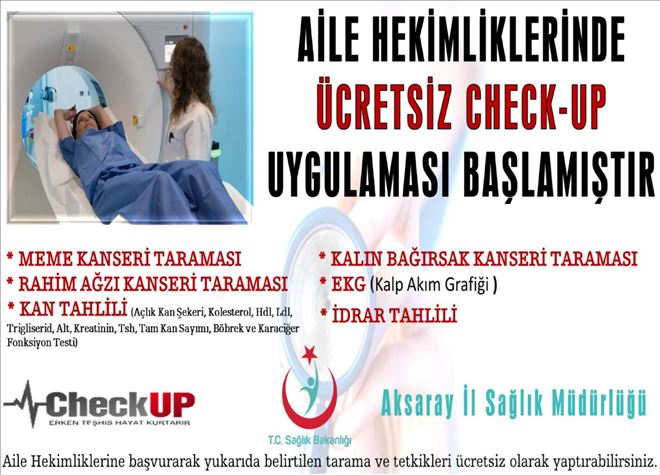 Aile Hekimliklerinde  Ücretsiz Check-Up Uygulaması Başladı
