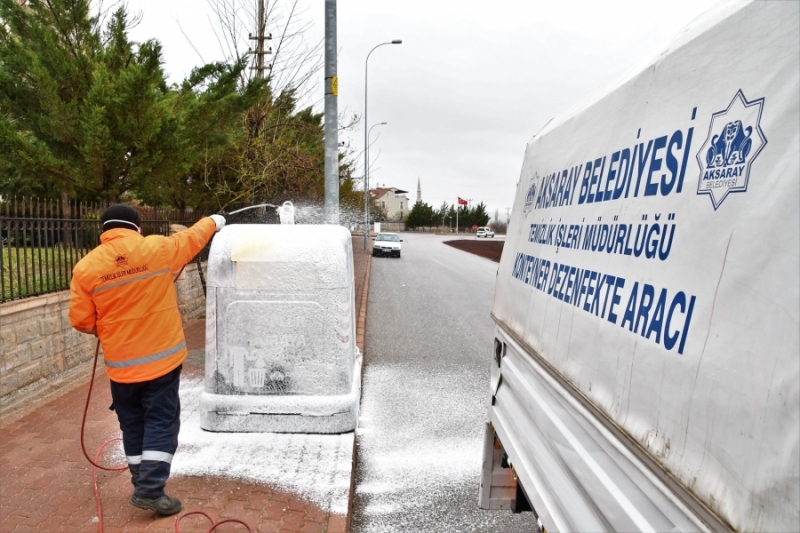 Aksaray’da Corona Virüse Karşı Çöp Konteynırları