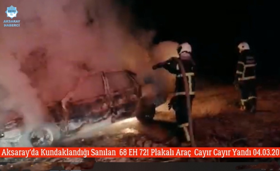 Aksaray’da Kundaklanan Otomobil Kül Oldu