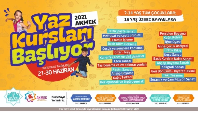AKMEK VE KADIN AKTİVİTE MERKEZLERİNDE YENİ DÖNEM İÇİN KURS KAYITLARI BAŞLIYOR