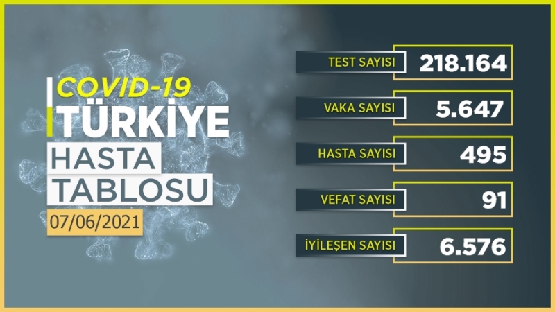 Bugün 5 bin 647 kişinin COVID-19 testi pozitif çıktı, 91 kişi hayatını kaybetti.