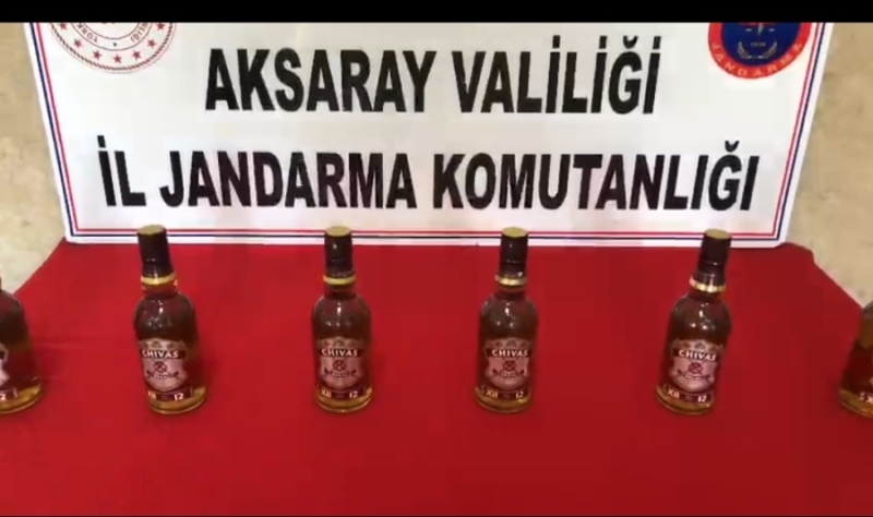 Aksaray jandarması yakaladığı Kaçak içkilere el koydu