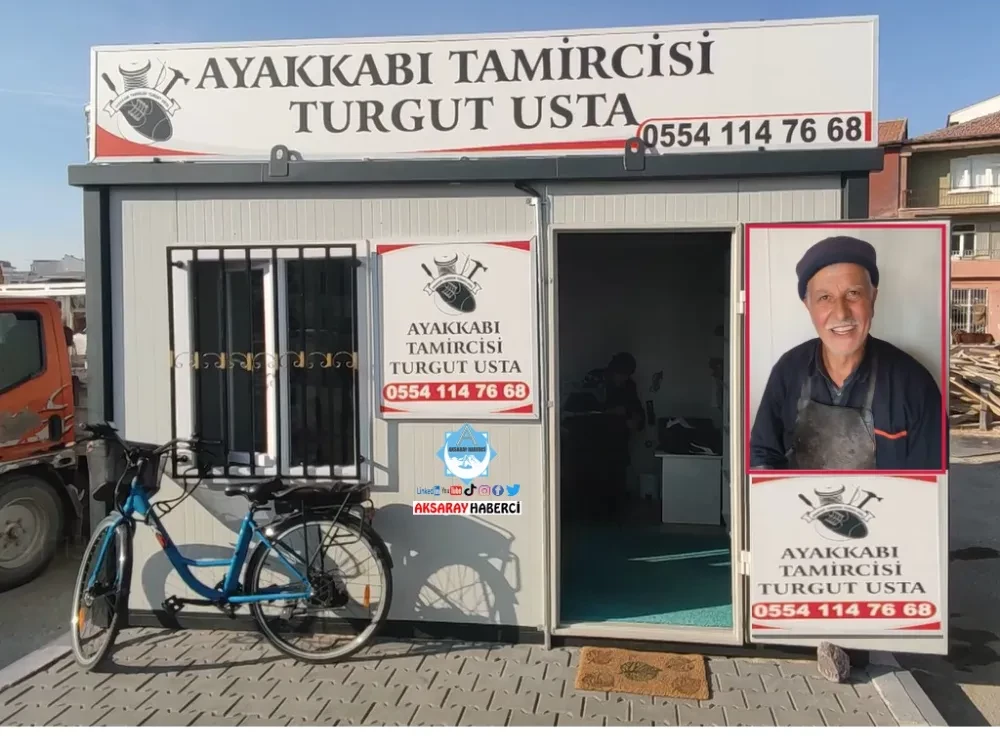 AKSARAYIN ONURU  ÖDÜLLÜ AYAKKAB TAMİRCİSİ TURGUT KILIÇ (USTA) YENİ YERİNDEN ÇOK MEMNUN