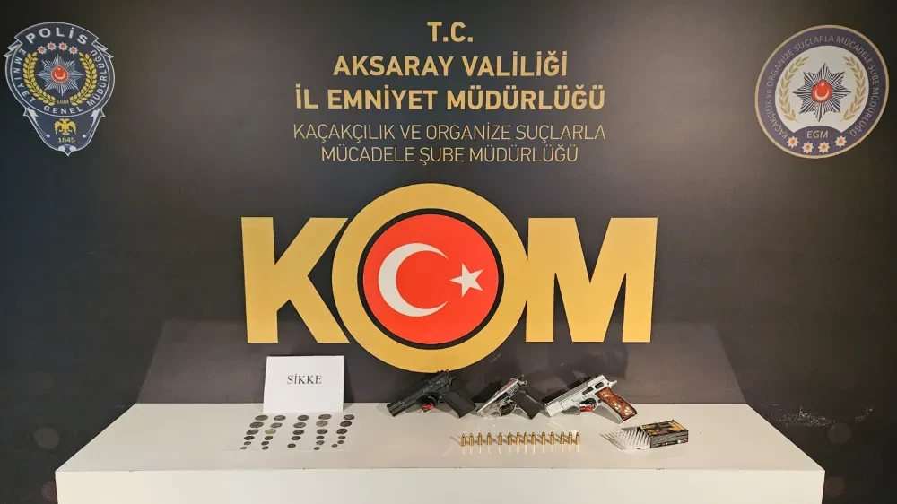 Aksaray da Ruhsatsız silah ve tarihi eser kaçakçılığı yapan  şahıs yakalandı 